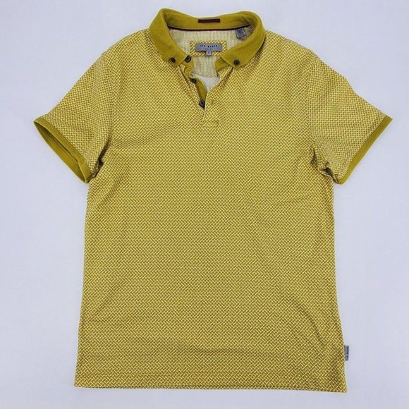 Ted Baker London Other - Ted Baker Mustard Print Button Collar Polo Shirt